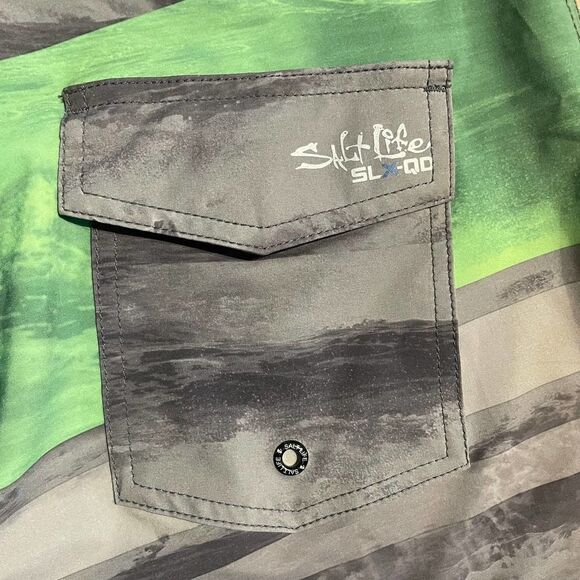 SALT Life SLX-QD Vapor Stretch Boardshorts Gray Green Size 30 - Picture 3 of 6